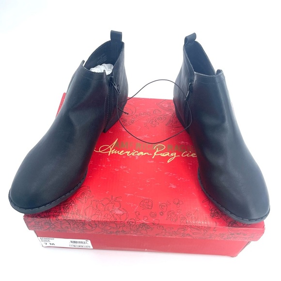 American Rag Womens Cadee Almond Toe Ankle Black PU Leather Boots Size 7M - Picture 11 of 14